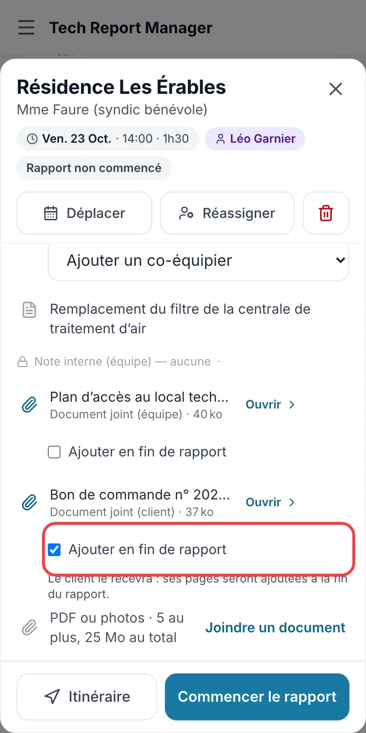 Le document en fin de rapport