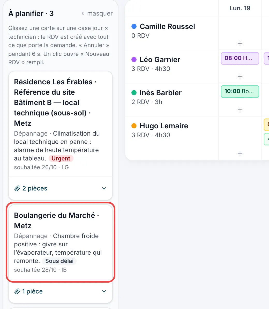 A coluna A agendar, no computador