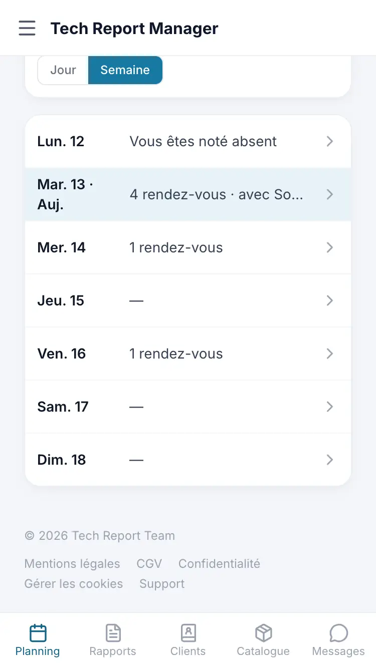 La vue Semaine