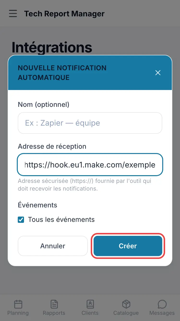 Une nouvelle notification automatique